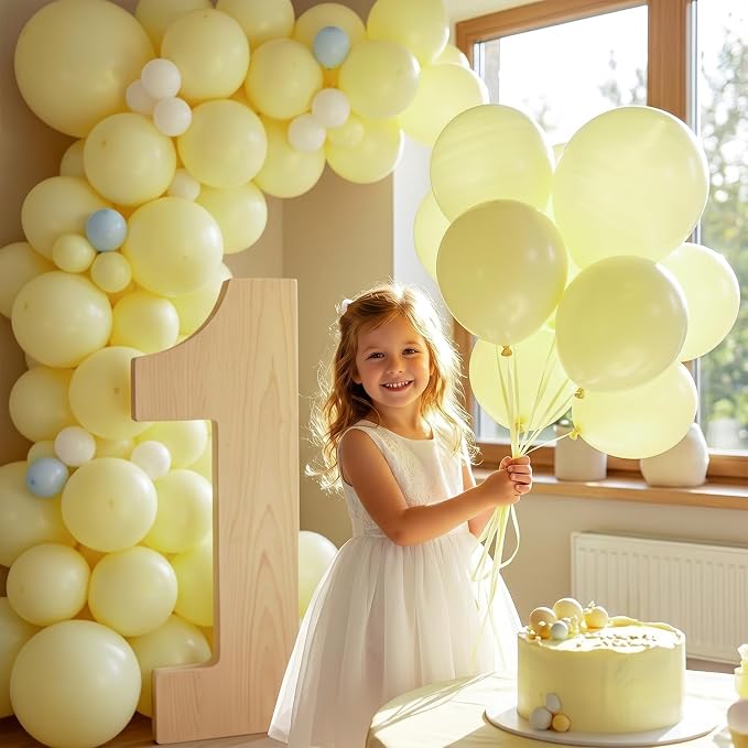 50pcs 12 Inch Matte Pastel Yellow Latex Balloons | Premium Light Yellow Party - Image 6