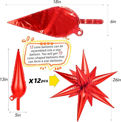72 Pcs Red Star Balloons - Image 7