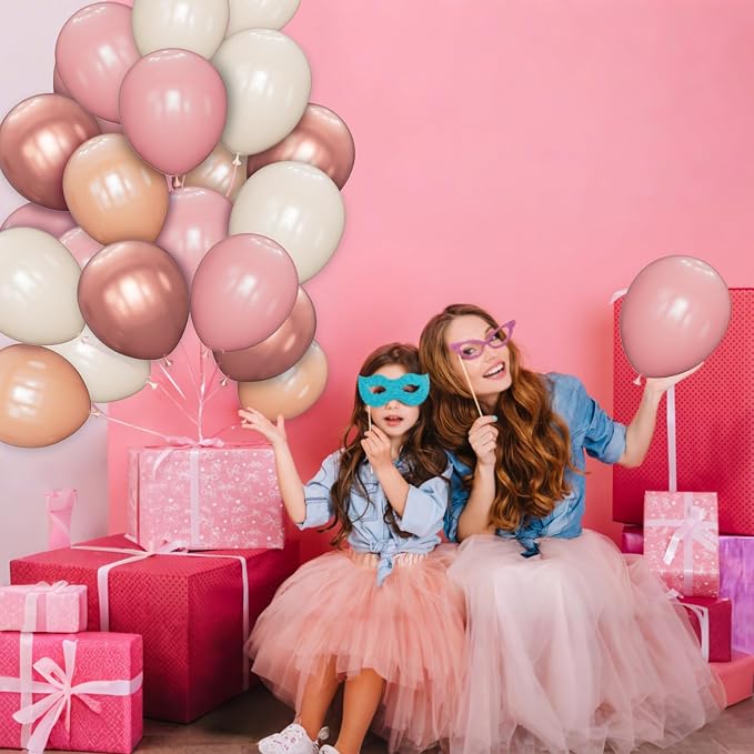 68 Pcs Retro Pink Nude Party Balloons 12Inch Dusty Pink Metallic Rose Gold - Image 7