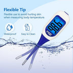 Large LCD Screen Digital Thermometer for Fever, 10 Seconds Fast & Accurate Readings, Large LCD Dual Color Backlight Flexible Tip Ideal for Adults Kids and Babies FSA