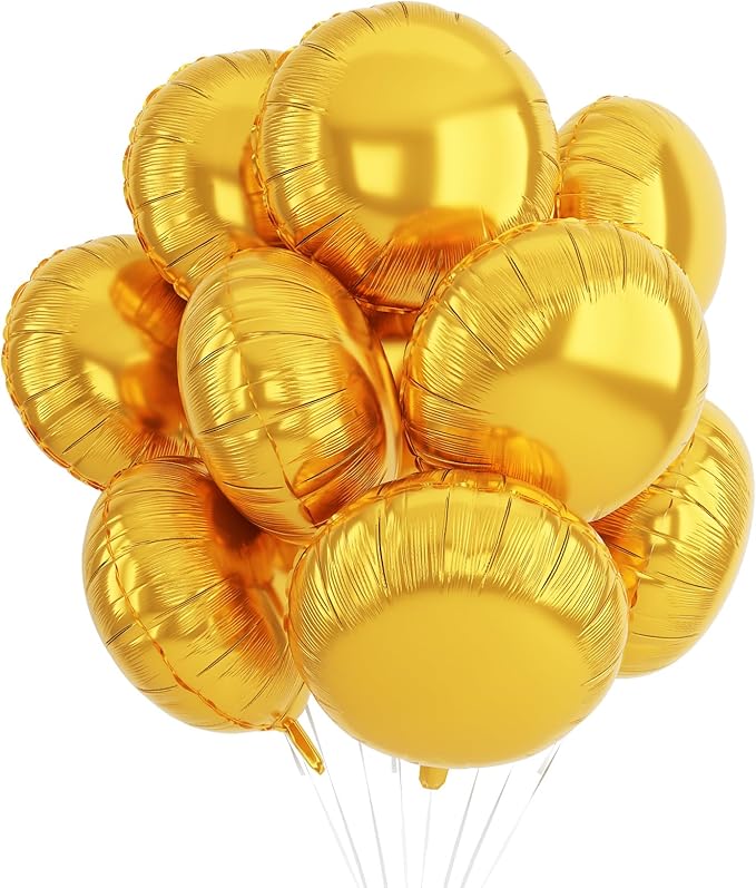 20PCS Gold Round Shaped Balloons, 18 Inch Round Foil Balloon, Giant Round by Paready