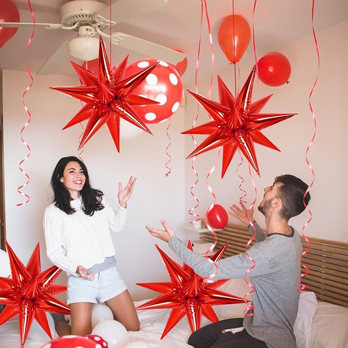 72 Pcs Star Balloons Foil Explosion Balloons Magic 12 Point Star Cone Balloon - Image 3