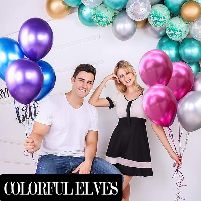 12 Inch 100 Pcs Metallic Chrome Hot Pink Balloons Shiny Thicken Latex Balloon - Image 3