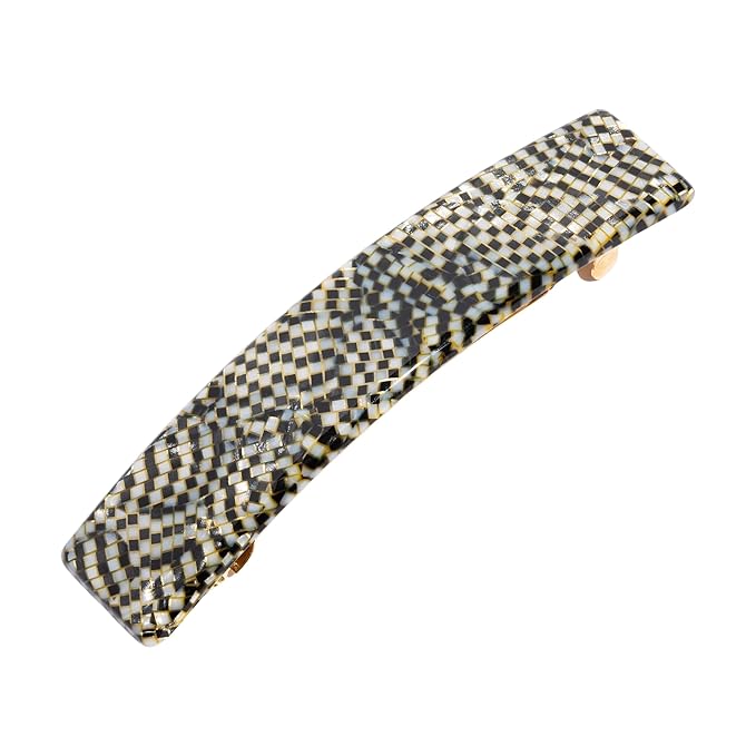 Silver Hair Barrette for Thin Hair, Classic Rectangle French Barrette for Women, Lightweight and Comfortable, Strong Hold, Opera Silver | France Luxe