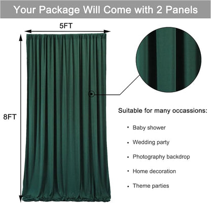 10 ft x 8 ft Wrinkle Free Hunter Green Backdrop Curtain - Image 5