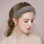 2PCS Sparkle Wide Headband for Women Rhinestone Padded Headband Black Sliver Glitter Hairbands Comfort High Elastic Head Band Bling Hair Accessories for Womens Girls Hair