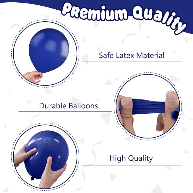 Blue and Silver Balloons for Welcome Home Party Decorations | 12-inch black - Image 3