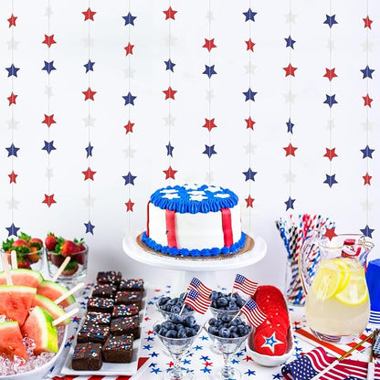 Patriotic Star Garland Red White and Blue Banner Streamers - 59 FT 6 Strands - - Image 7