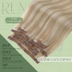 RUNATURE Blonde Human Hair Clip in Extensions, Short Clip in Hair Extensions Real Human Hair, Clip on Hair Extensions For Women, Remy Hair Tangle Free, 10 Inch 80g 7pcs #18P60 Ash Blonde Highlights