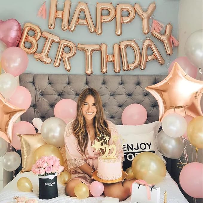 CANREVEL Happy Birthday Banner 13pcs 16 Inch Mylar Foil Letters Sign Balloons - Image 4