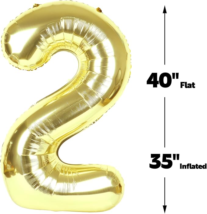 Light Gold Number 2 Balloon 40 inch, Balloon numbers party supplies, deco photo - Image 3
