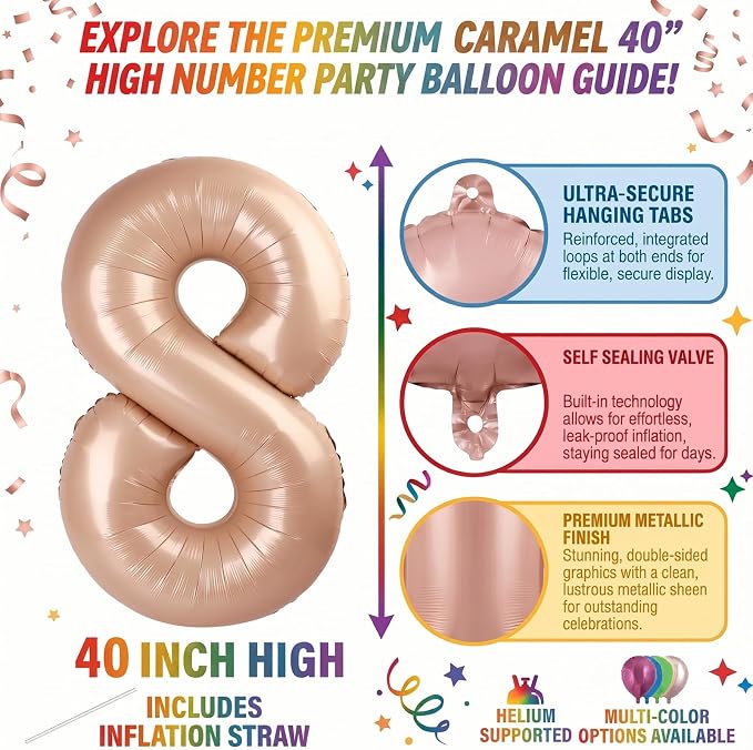 40 Inch Caramel Foil Number 18 Balloon - Image 2