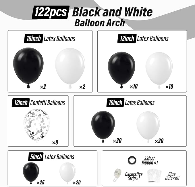 Black and White Balloon Arch Kit - Image 2