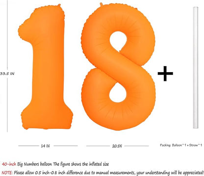 Orange Birthday Number 18 Balloon 40IN Fluorescent Orange 81 Balloon | - Image 2