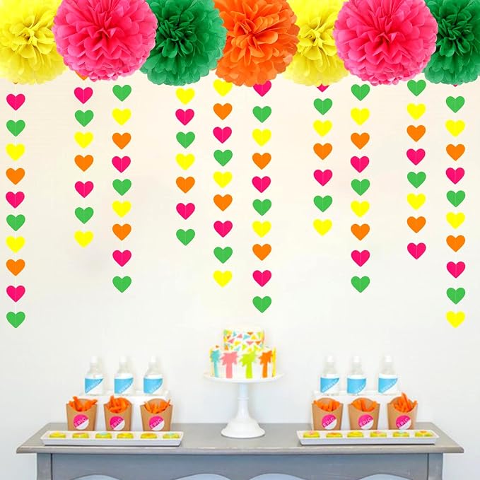 UV Neon Party Decorations Valentines-Day Heart-Garland - 52ft Glow in The Dark - Image 6