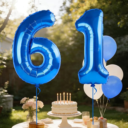 40 Inch Number 61 Balloons for 61st Birthday Party Decorations, 0-100 Dark Blue - Image 3