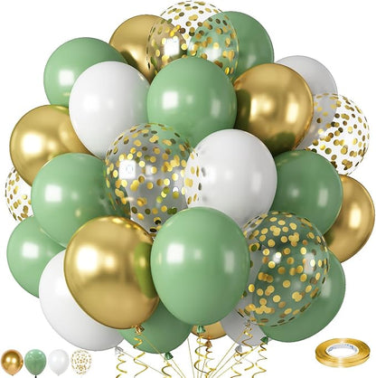 Sage Green Gold Balloons, Olive Green Balloon by Togvu