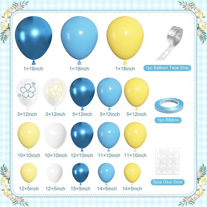152Pcs Blue and Yellow Balloons Arch Kit Different Size | Lemon Metallic Pastel - Image 2