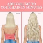 KooKaStyle Clip in Synthetic Hair Extensions Long Wavy 4PCS Thick Hairpieces Platinum Blonde Fiber Double Weft Natural Hair Extensions 20 Inch for Women