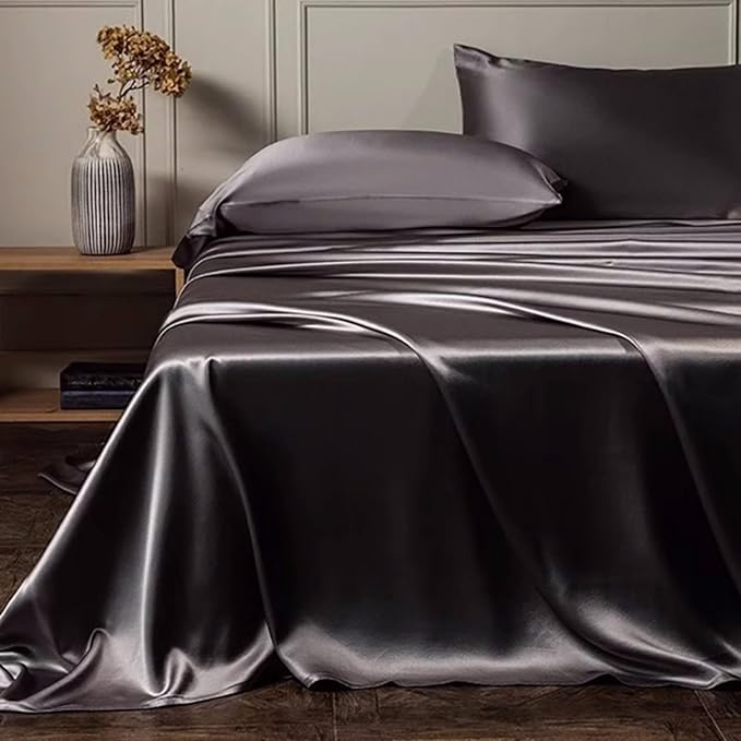 Premium Silk Pillowcase for Hair and Skin Made in USA, 100% 22 Momme Mulberry Silk King Size Pillow Cases with Zipper, Hypo Allergenic Pillow Case, 1pc 20"x36" (King, Slate Grey)