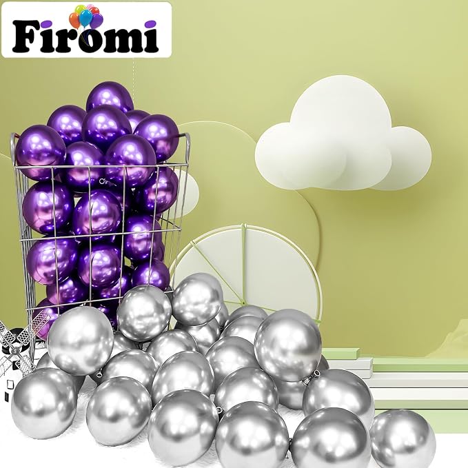 Firomi Metallic Chrome Purple Balloons 5-inch 100 Pack | Helium Small-Medium - Image 4