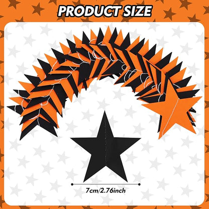 BEISHIDA 6Pcs Black and Orange Star Garland Decor Twinkle Paper Star Streamers - Image 3