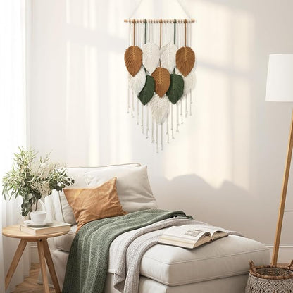 Macrame Wall Hanging Leaves Woven Tapestry Boho Chic Modern Home Decoration | - Image 4