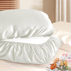 Manyshofu Satin Pillowcases for Hair Protection - 2Pcs White Pillow Cases, Elastic Band Standard & Queen Satin Pillowcases Luxury Silky Pillow Cases Travel Pillow Covers