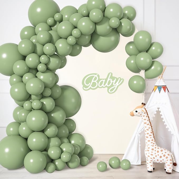 164Pcs Sage Green Balloons Garland Arch Kit Different Sizes | 18 12 10 5 inch - Image 5