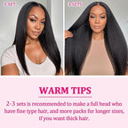 Kinky Straight Clip in Human Hair Extensions for Black Women 8Pcs 120g Seamless Kinky Straight Clip Ins 18Clips Double Weft Human Hair Full Head Hair Extensions (1B 22 Inch)