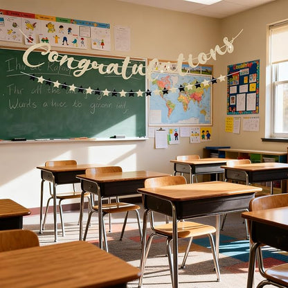 Congratulations Banner, Pre-Strung Black and Gold Graduation Decorations | - Image 6