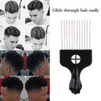 Hair Pick, Hair Comb, Metal Pick Comb, Detangle Wig Braid Hair Styling Comb, Black, 1 PACK