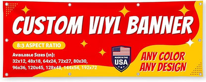 Custom Vinyl Banner with 150+ Sizes – Personalized Outdoor or Indoor Sign – Any by Unknown