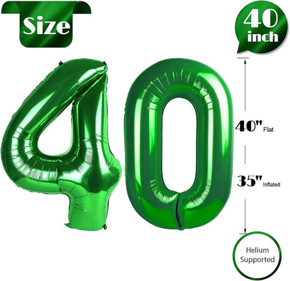 Green Number 40 Balloon 40 Inch, 40th Birthday Party Decorations Men Women | - Image 5