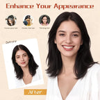 Rich Choices Human Hair Toppers for Women-100% Real Remy Hair Topper No Bang-Upgraded 150% Density 9 * 12CM Lace Base-Clip in Hairs Topper for Thinning Hairs-14Inch #1B Natual Black