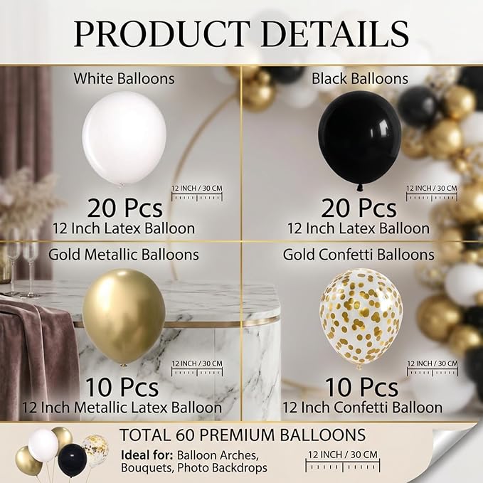 60-Pack 12-Inch Confetti Latex Balloons - Image 2