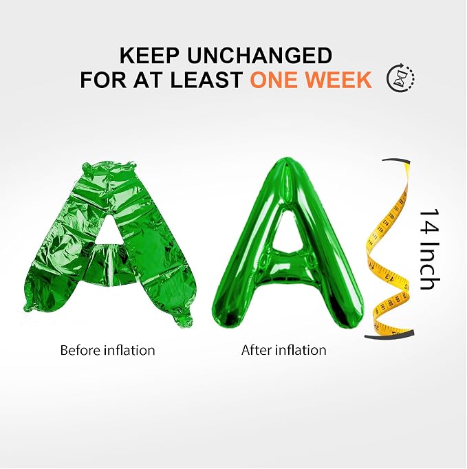 52 pcs Green Foil Letter Balloons - Image 3