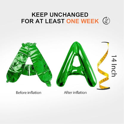52 pcs Green Foil Letter Balloons - Image 3