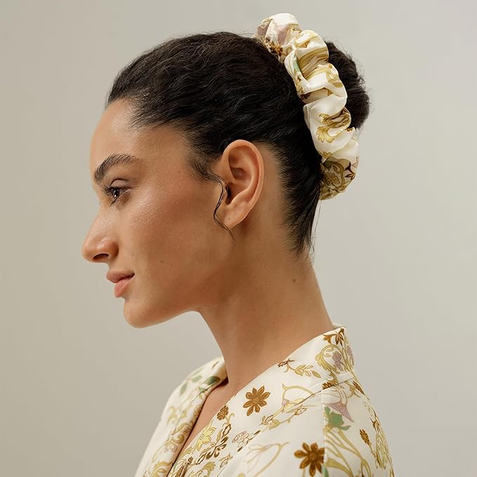LILYSILK Silk Hair Scrunchies Ties for Frizz & Breakage Prevention 100% Mulberry No Damage Elastic Ponytail Holders, Capricornus