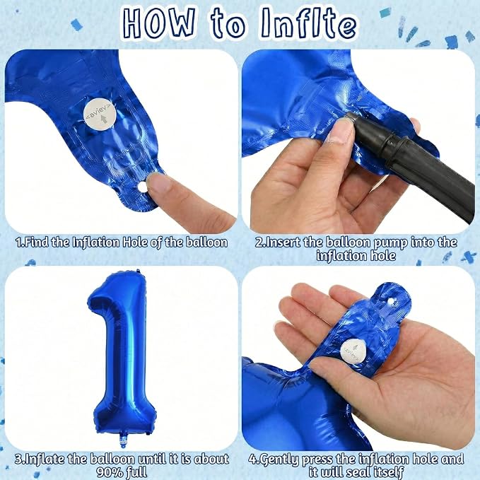 Navy Blue Number 1 Balloon 40 Inch, Shiny Foil Digit Party Supplies | Gorgeous - Image 5