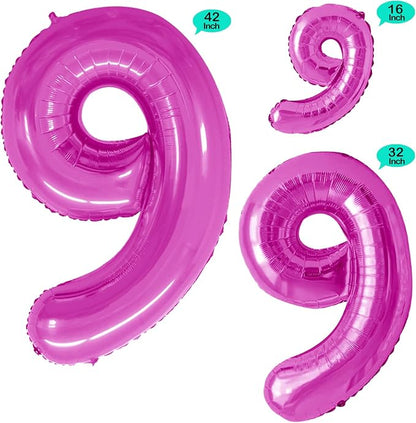 Hot Pink Foil Balloons Number 9, Huge Number Balloons - Image 2