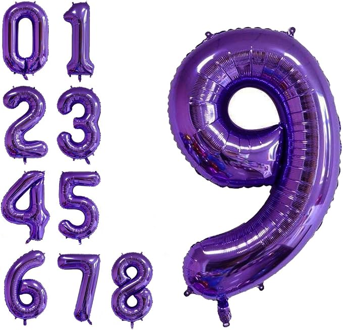 40 Inch Jumbo Purple Number 9 Balloon Giant Balloons Prom Balloons Helium Foil by RBWZQQY