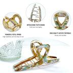 Large Metal Hair Clips - Big claw clips for thick hair Strong Hold Gold Leopard Print hair Claw for Thick Locks Women and Girls