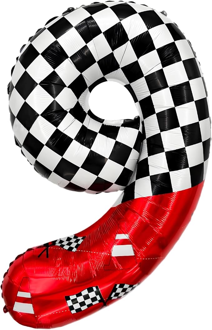1 pack racing theme 40-inch digital foil balloon, featuring black and white by laackys