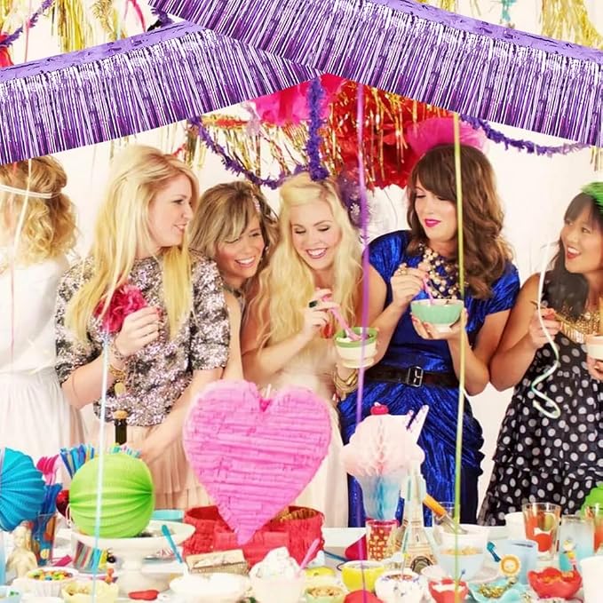 BEISHIDA Light Purple Fringe Garland Banner 30ft Wall Tinsel Foil Streamers | - Image 4