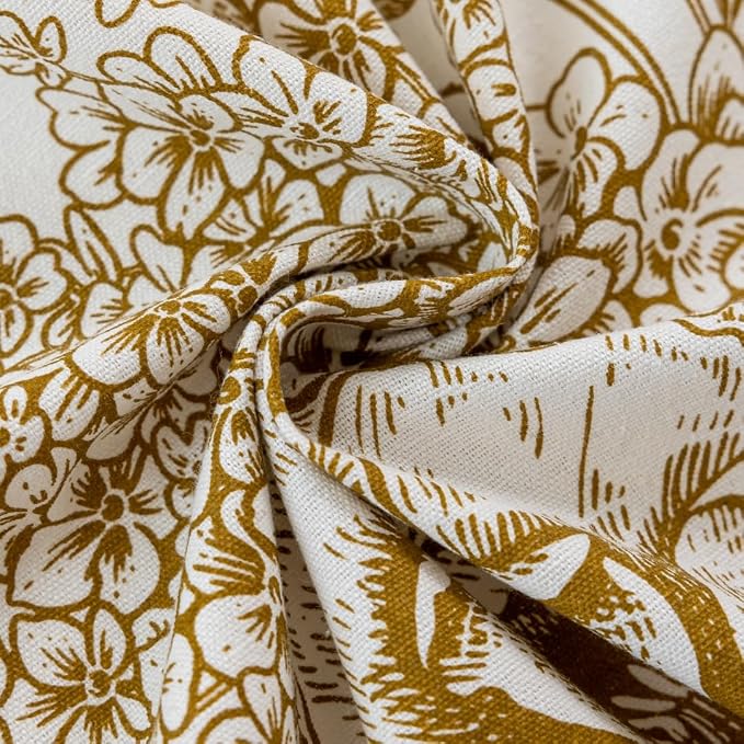 Vintage Tan Floral Curtains - Image 7