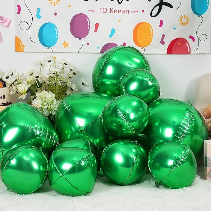 12Pcs Green Round Foil Balloons, Metallic Green Foil Balloon - Image 3