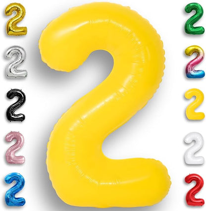 Yellow Number Balloon 2 Mylar Foil Macaron Balloons 40 inch by Unknown