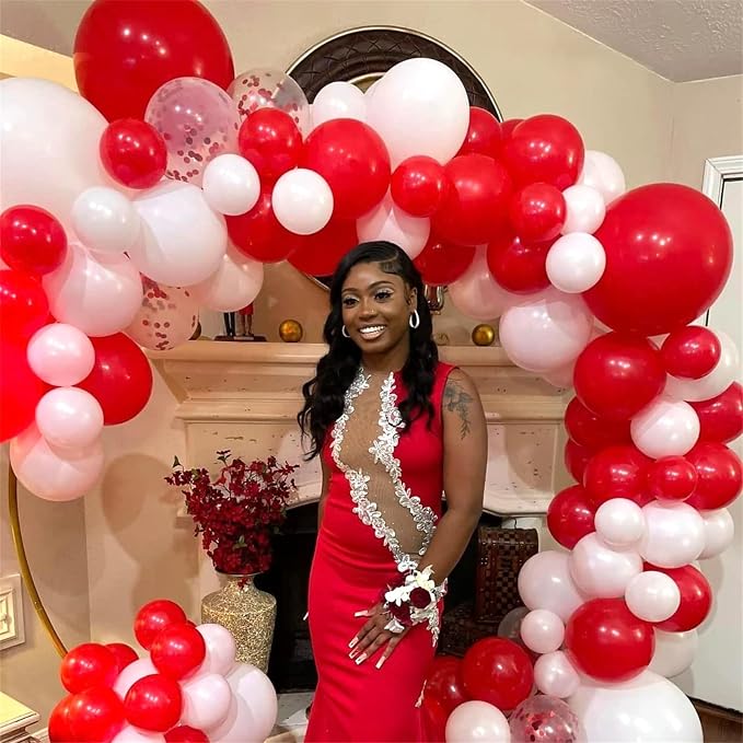 Red White Balloons Set, 35 Pack 12 Inch Red White Confetti Latex Party Helium - Image 4