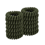 Spiral Hair Ties for Thick & All Hair Types (Cloth Army Green, 12 Pcs) - Coil Ponytail Holders, No Crease Phone Cord Hair Ties